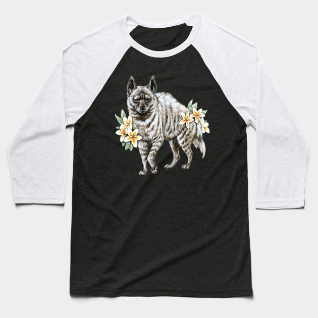 Striped Hyena with Frangipanis Baseball T-Shirt by Pip Tacla